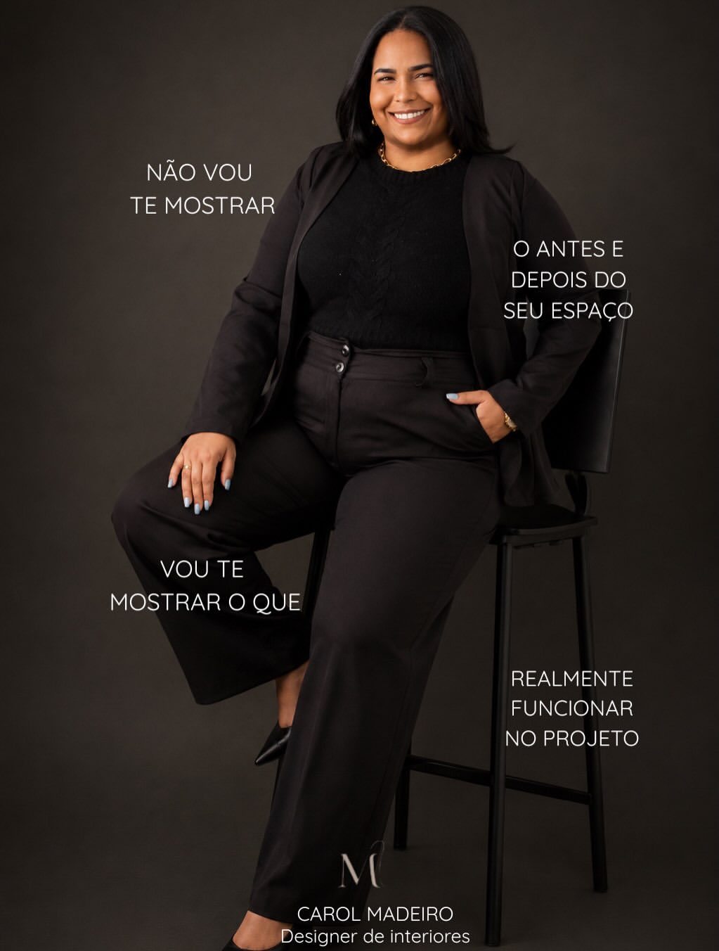 Retrato da designer de interiores responsável pelos projetos
